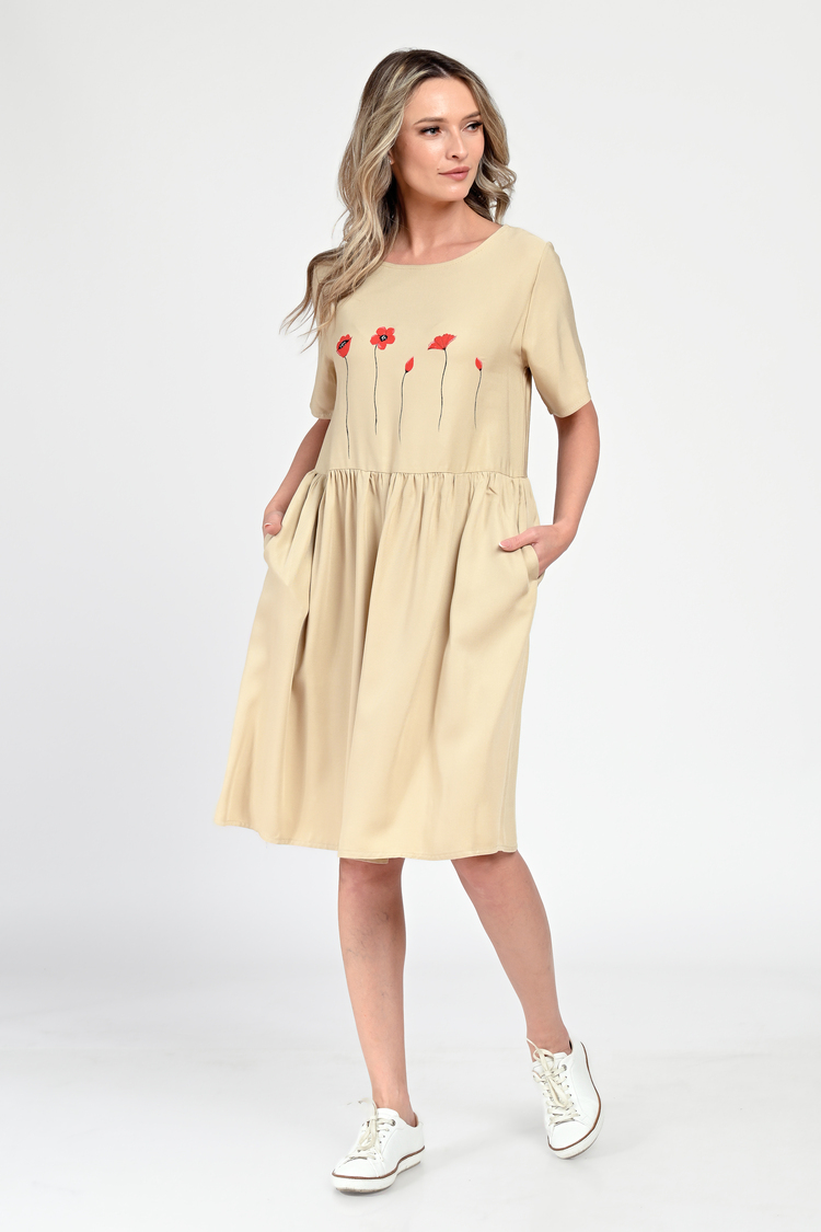 Rochie Medie Dama, Casual, Bej V308 - 3 | YEO
